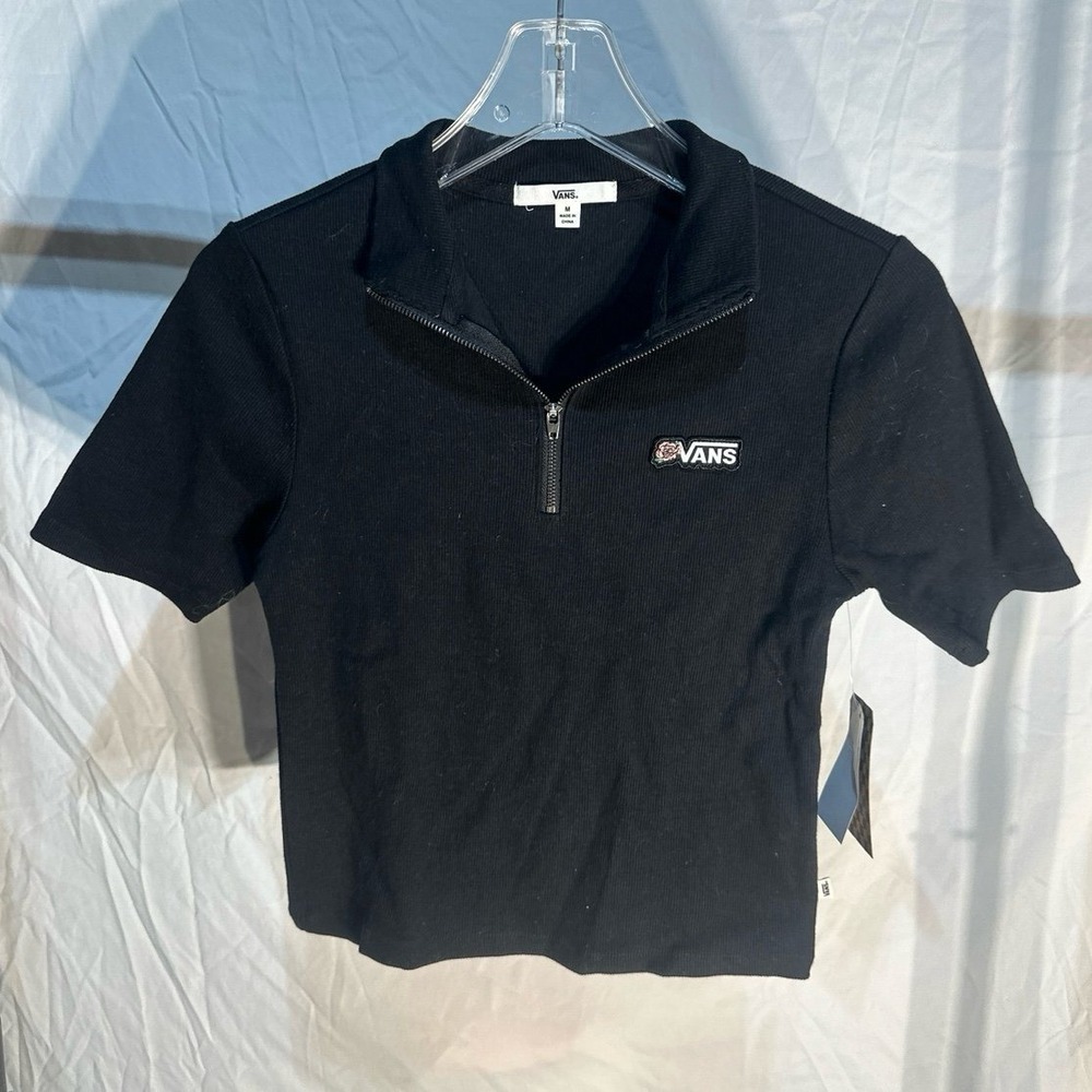 NWT Vans Workshop SS Cropped Quarter Zip Shirt Woman's Medium